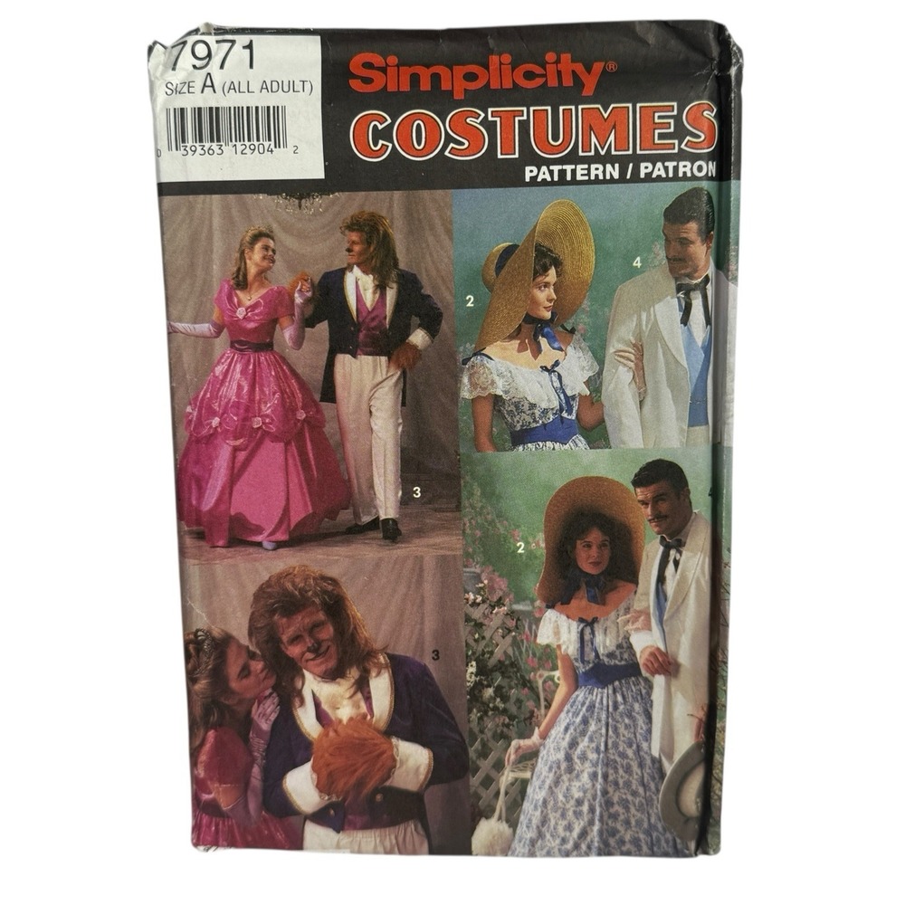 UNCUT Simplicity 7971 Beauty and the Beast Gone with the Wind Costume Patterns
